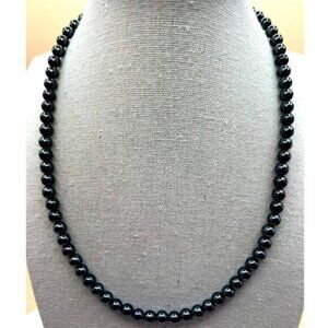 Black Hematite Bead Necklace With Lobster Claw Clasp.  A98